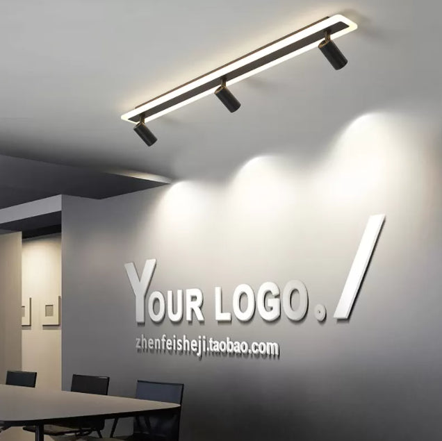 Tira de acrílico rectangular LED de montaje semi empotrado en luz de techo de metal de estilo conciso moderno para lugares comerciales