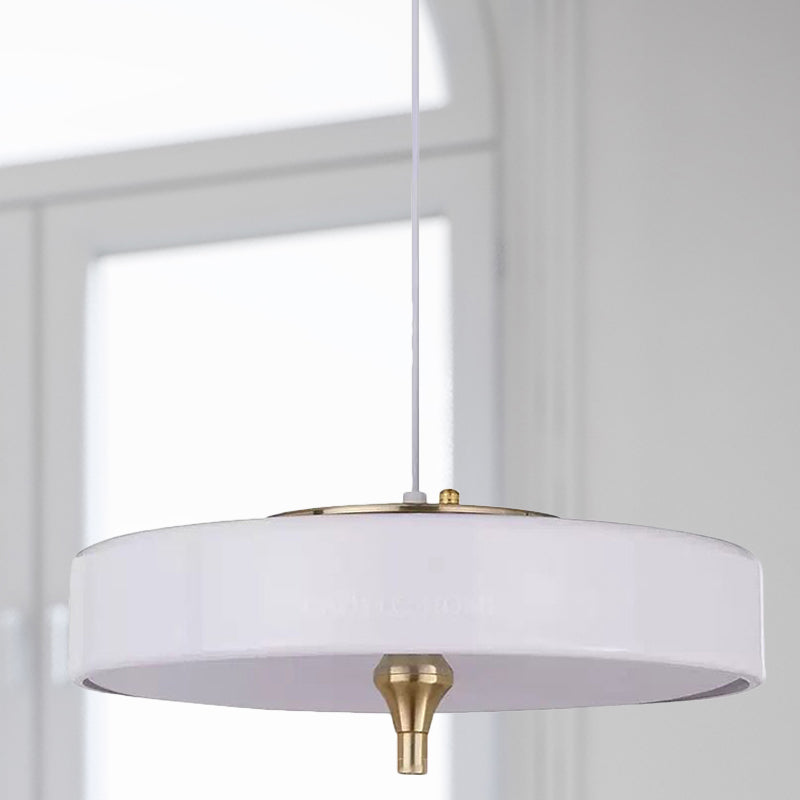 Modern Drum Chandelier Light Blue/White/Black Metal 3 Lights Dining Room Hanging Light Fixture