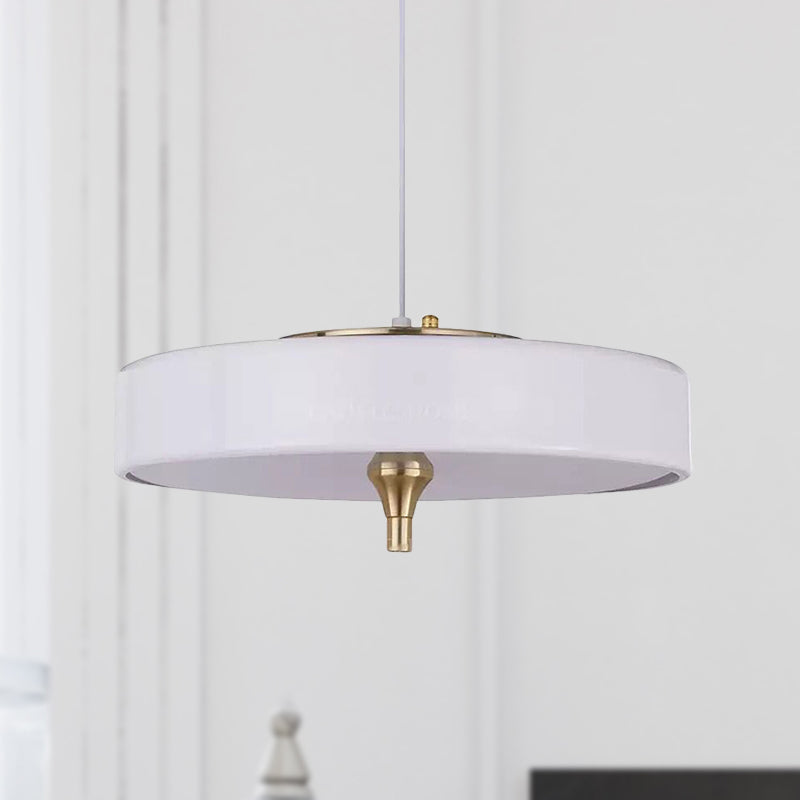 Modern Drum Chandelier Light Blue/White/Black Metal 3 Lights Dining Room Hanging Light Fixture