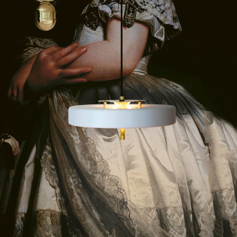 Modern Drum Chandelier Light Blue/White/Black Metal 3 Lights Dining Room Hanging Light Fixture