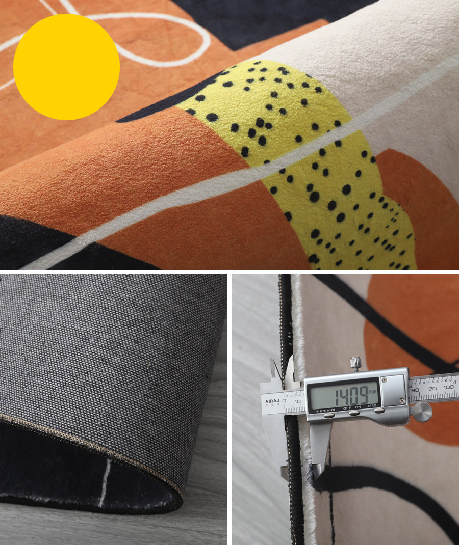 Orange Tone Modern Indoor Rug Polyester Splicing Print Carpet Easy Care Rug for Home Decoration