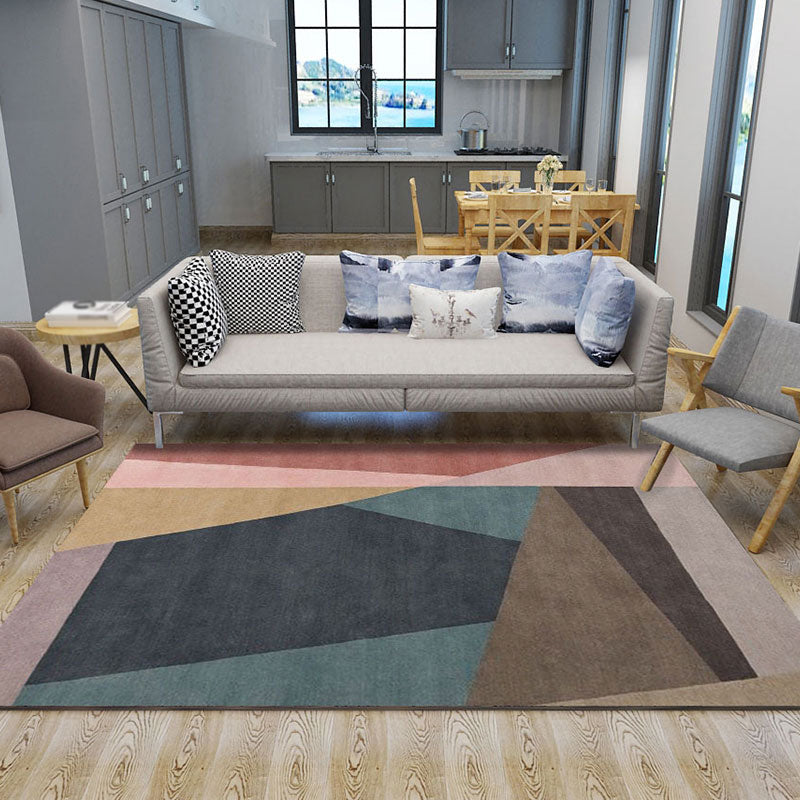 Multicolor Simple Area Carpet Polyester Geometric Pattern Indoor Rug Anti-Slip Backing Carpet for Living Room