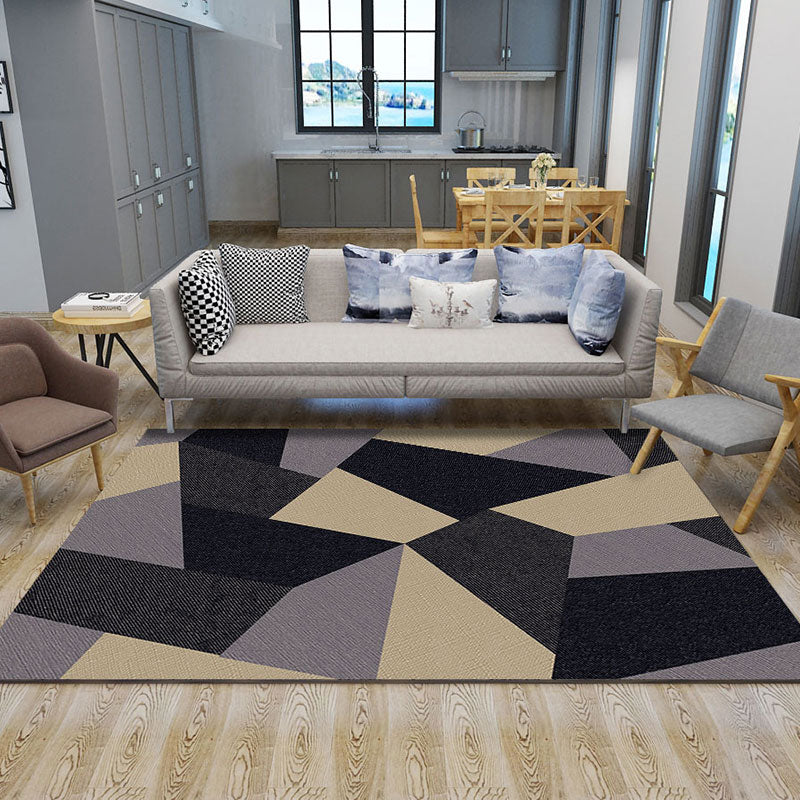 Multicolor Simple Area Carpet Polyester Geometric Pattern Indoor Rug Anti-Slip Backing Carpet for Living Room