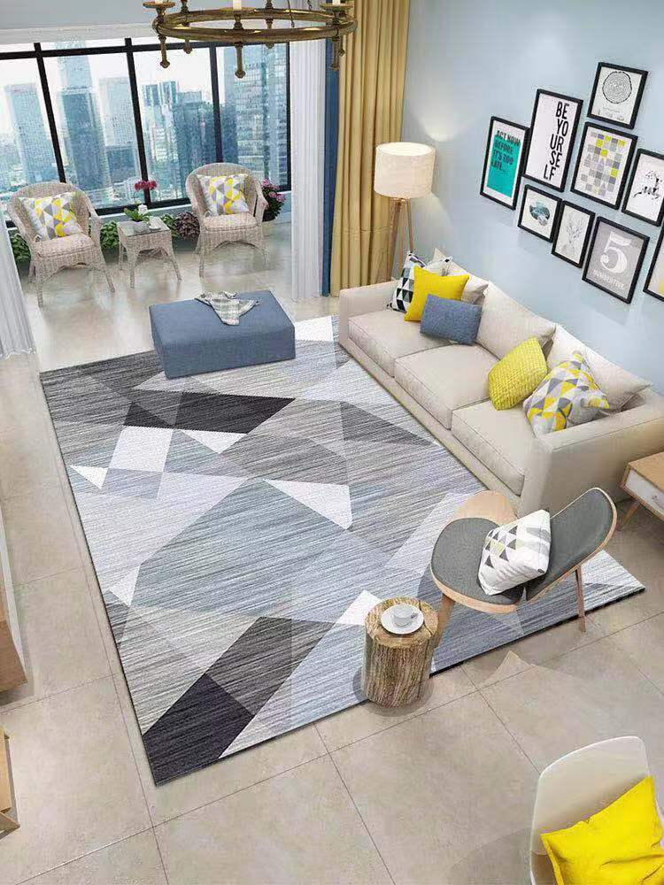 Multicolor Simple Area Carpet Polyester Geometric Pattern Indoor Rug Anti-Slip Backing Carpet for Living Room