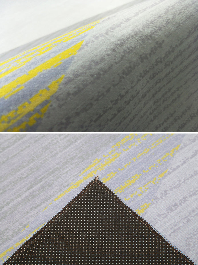 Simple Color Mixed Modern Rug Polyester Triangle Pattern Area Rug Non-Slip Backing Carpet for Living Room