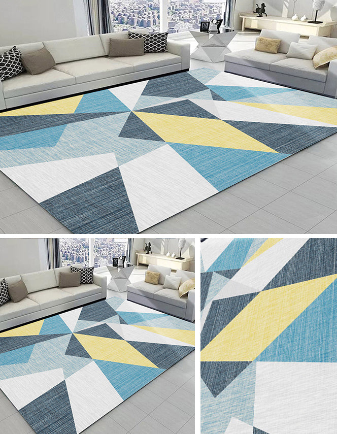 Multicolor Home Decoration Carpet Modern Geometric Printed Area Rug Polyester with Non-Slip Backing Rug