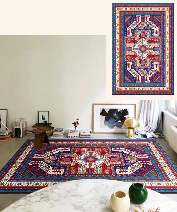 Tapis marocain de la zone marocaine aux couleurs vives Traditionnel Polyester imprimé à imprimé floral Tapis de support sans glissement pour salon