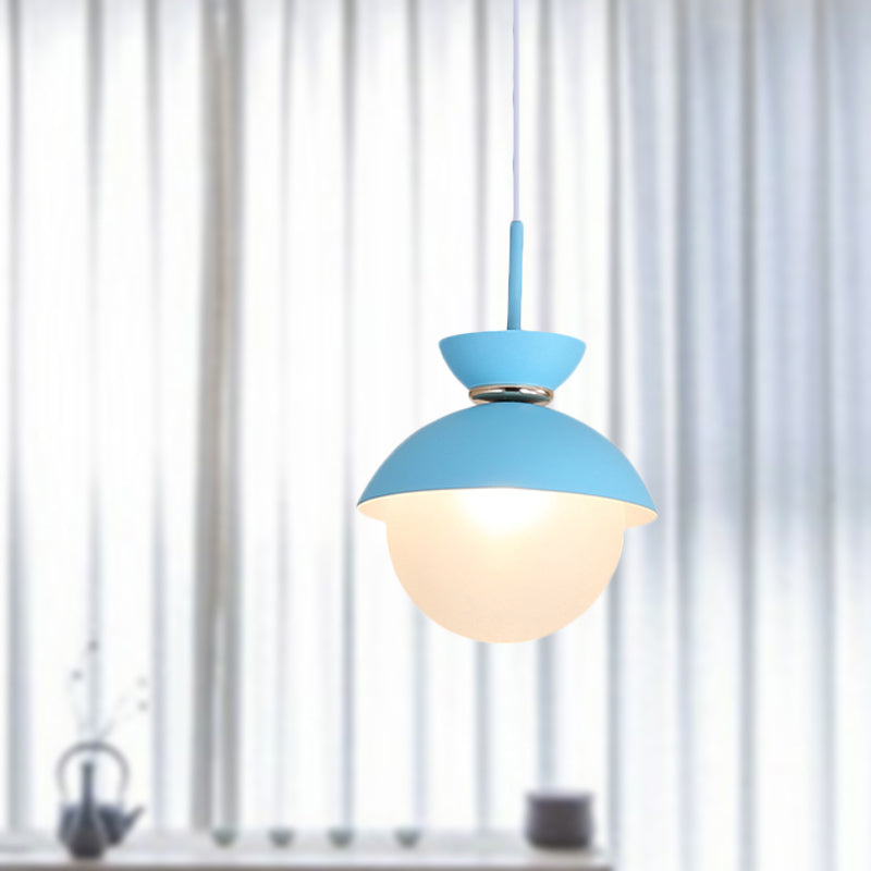 Flared Pendant Lighting Macaron Metal 1 Light Gray/Blue/Pink Hanging Ceiling Light for Dining Room