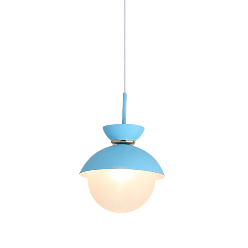Flared Pendant Lighting Macaron Metal 1 Light Gray/Blue/Pink Hanging Ceiling Light for Dining Room