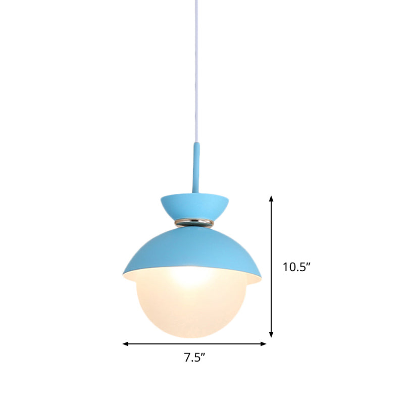 Flared Pendant Lighting Macaron Metal 1 Light Gray/Blue/Pink Hanging Ceiling Light for Dining Room