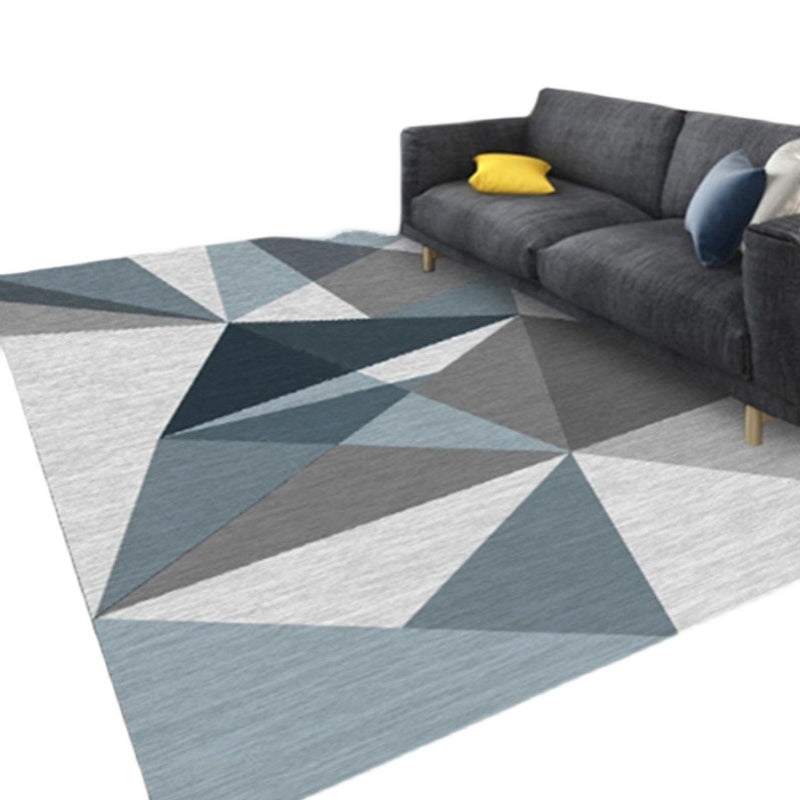 Grey-Brown Tone Modern Area Rug Polyester Triangle Print Rug Non-Slip Backing Indoor Rug for Living Room