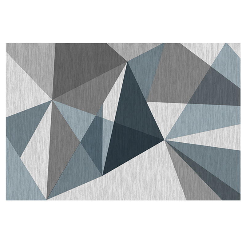Grey-Brown Tone Modern Area Rug Polyester Triangle Print Rug Non-Slip Backing Indoor Rug for Living Room