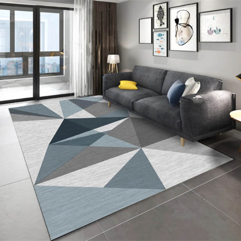 Grey-Brown Tone Modern Area Rug Polyester Triangle Print Rug Non-Slip Backing Indoor Rug for Living Room