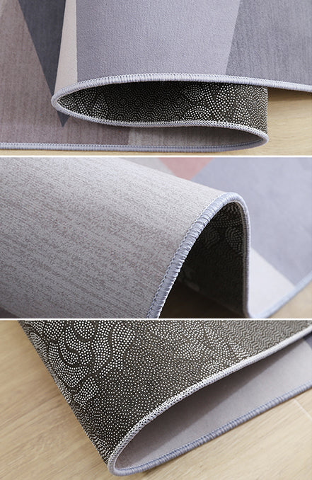 Grey-Brown Tone Modern Area Rug Polyester Triangle Print Rug Non-Slip Backing Indoor Rug for Living Room