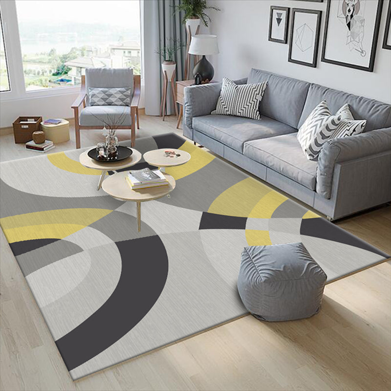 Simple Color Mixed Modern Rug Polyester Triangle Pattern Area Rug Non-Slip Backing Carpet for Living Room