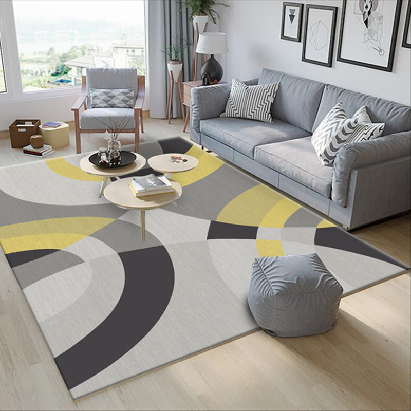 Simple Color Mixed Modern Rug Polyester Triangle Pattern Area Rug Non-Slip Backing Carpet for Living Room