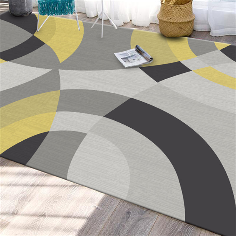 Simple Color Mixed Modern Rug Polyester Triangle Pattern Area Rug Non-Slip Backing Carpet for Living Room