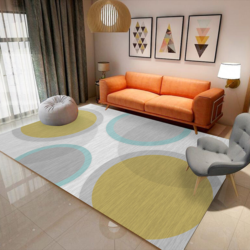 Simple Color Mixed Modern Rug Polyester Triangle Pattern Area Rug Non-Slip Backing Carpet for Living Room