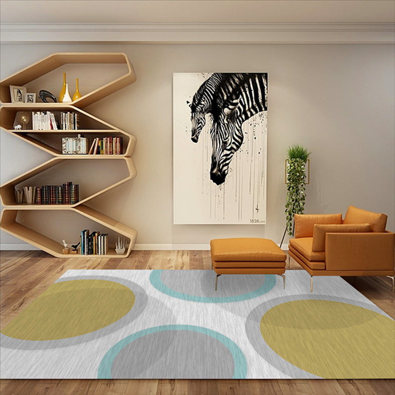 Simple Color Mixed Modern Rug Polyester Triangle Pattern Area Rug Non-Slip Backing Carpet for Living Room