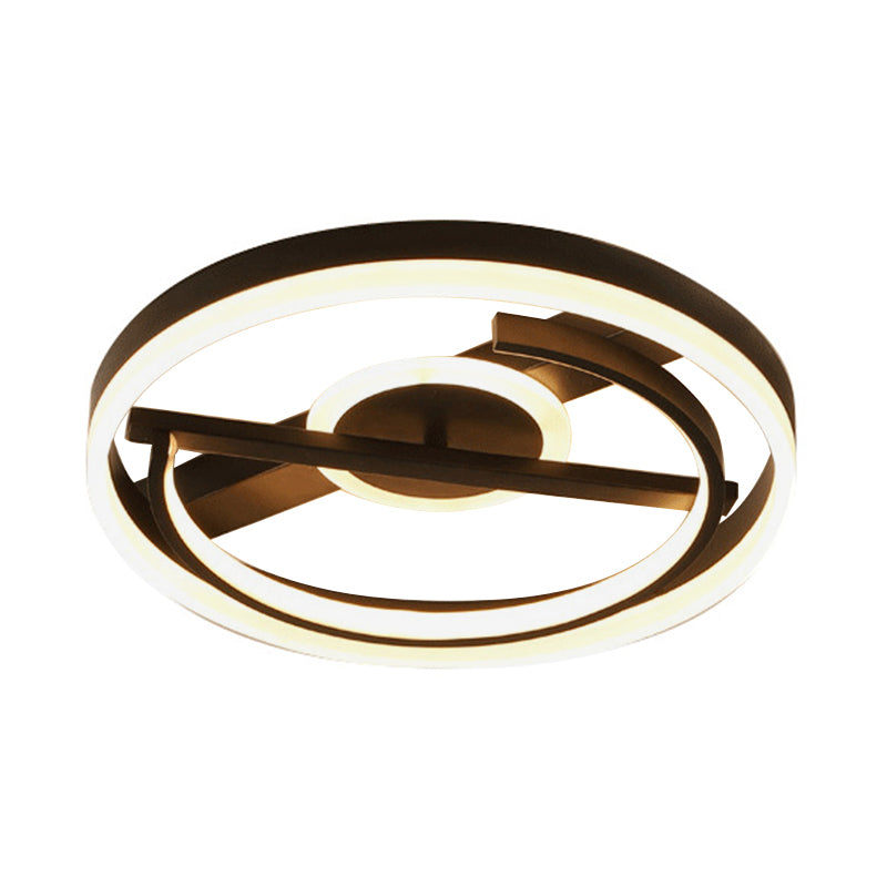 16"/19.5" Wide Circle Acrylic Ceiling Mounted Light Contemporary Black/White LED Flush Light in Warm/White/3 Color Light