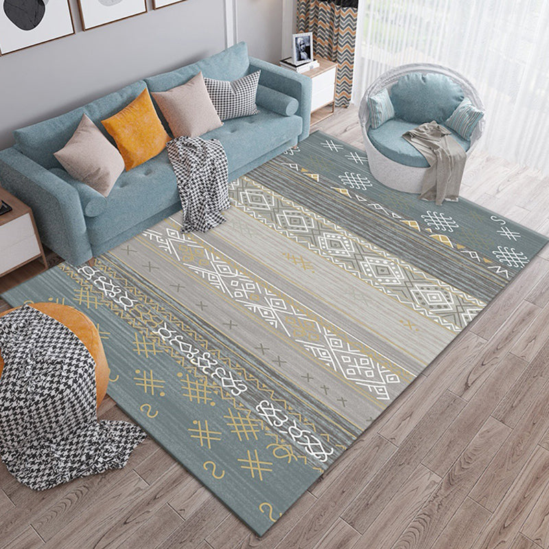 Tapis Boho-Chic classique Olden Tribal Pattern Area Area Polyester Polyester Anti slip Backing tapis pour décoration domestique