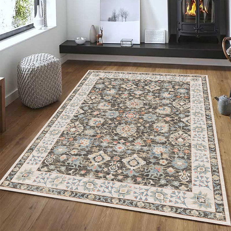Classic Floral Design Indoor Rug Shabby Chic Distressed Carpet Polyester Non-Slip Backing Area Rug for Home Decor
