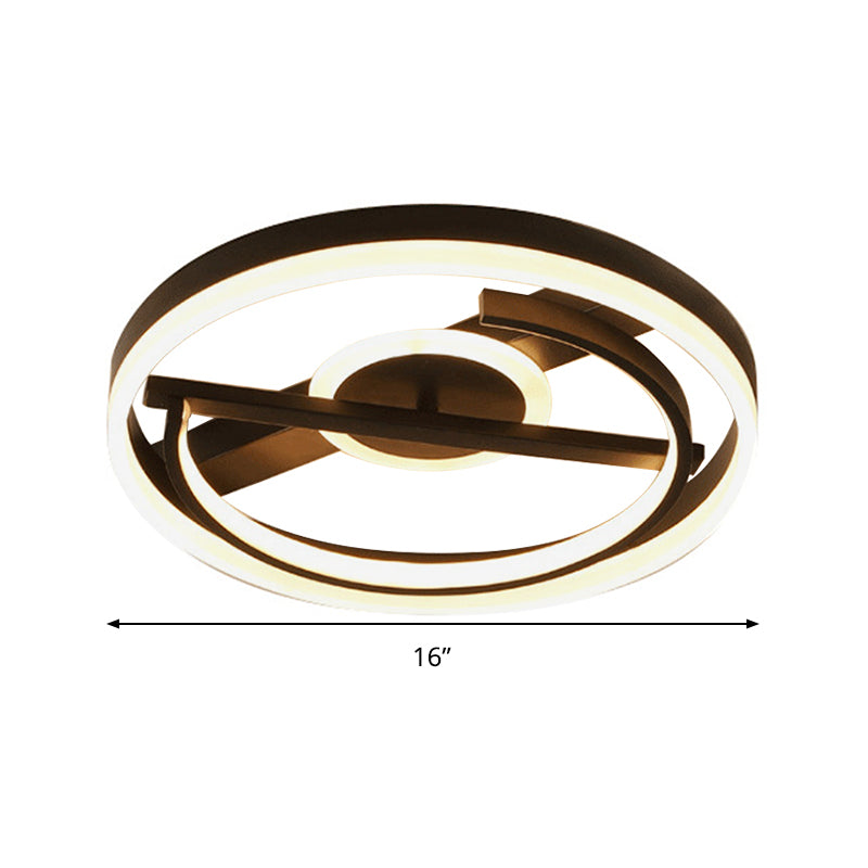 16"/19.5" Wide Circle Acrylic Ceiling Mounted Light Contemporary Black/White LED Flush Light in Warm/White/3 Color Light