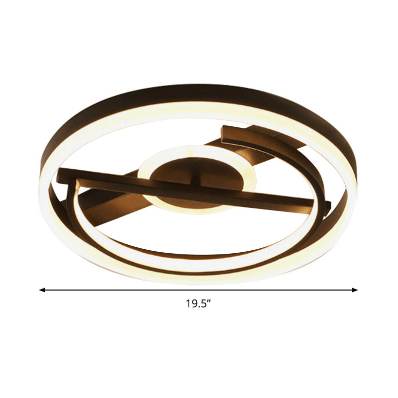 16"/19.5" Wide Circle Acrylic Ceiling Mounted Light Contemporary Black/White LED Flush Light in Warm/White/3 Color Light