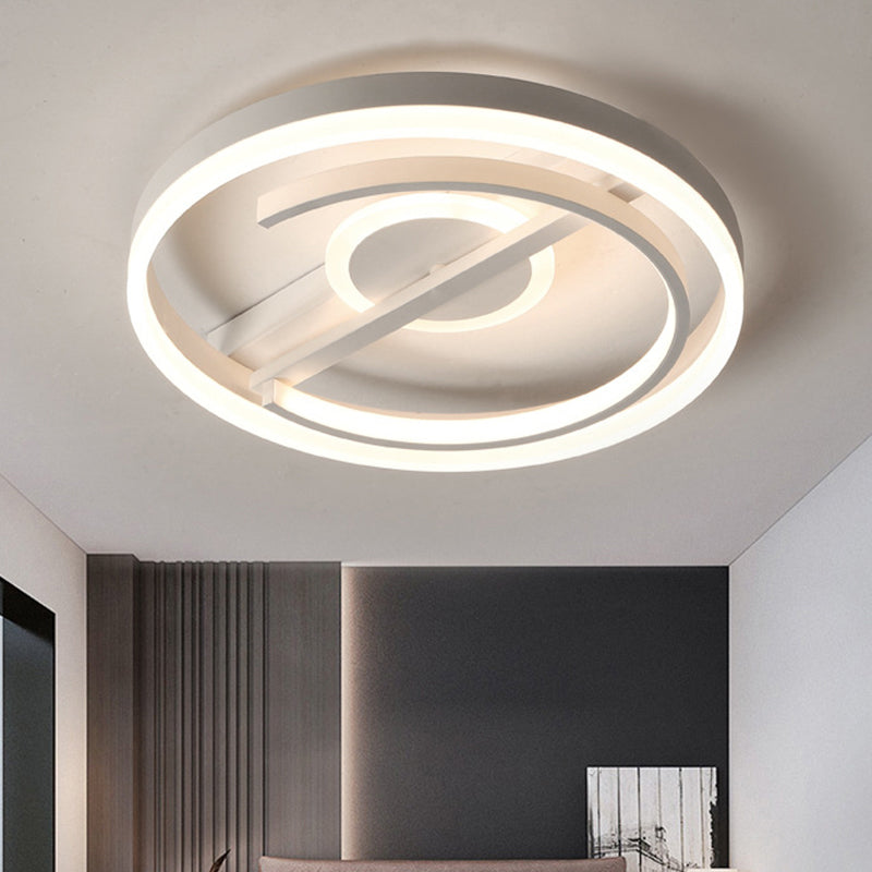 16"/19.5" Wide Circle Acrylic Ceiling Mounted Light Contemporary Black/White LED Flush Light in Warm/White/3 Color Light