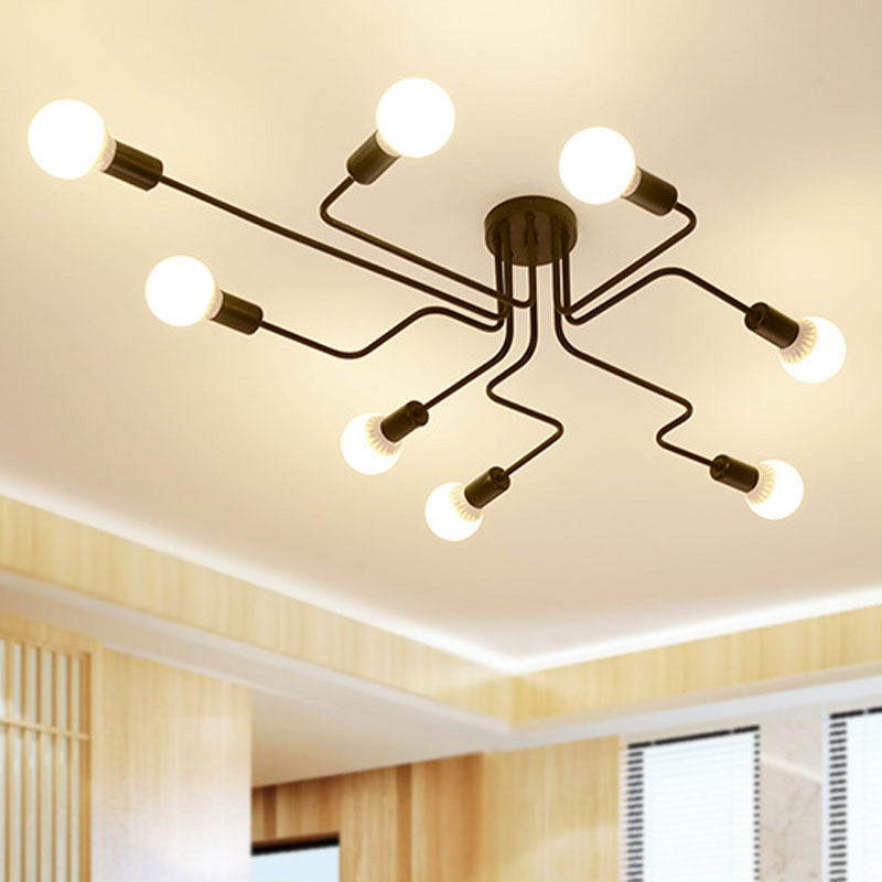 Antique Angled Tangle Semi Flush Ceiling Lights Metal Semi Flush Light Fixtures for Dining Room and Kitchen