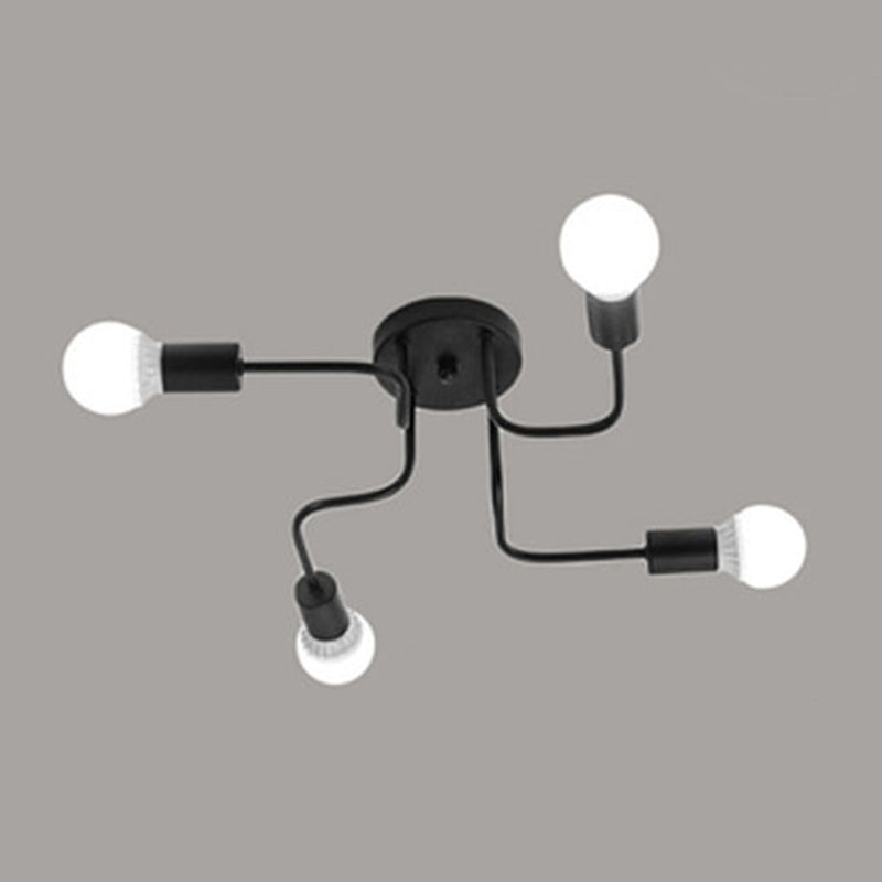 Antique Angled Tangle Semi Flush Ceiling Lights Metal Semi Flush Light Fixtures for Dining Room and Kitchen
