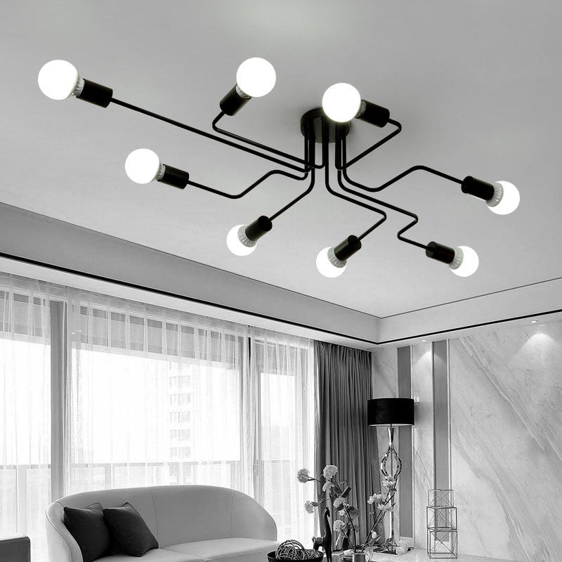 Antique Angled Tangle Semi Flush Ceiling Lights Metal Semi Flush Light Fixtures for Dining Room and Kitchen