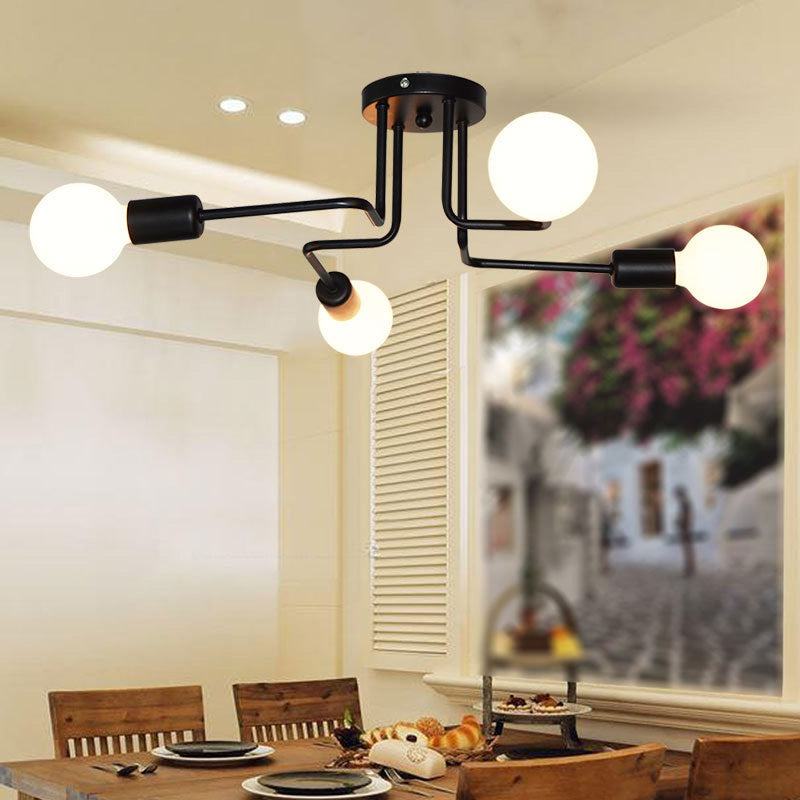 Antique Angled Tangle Semi Flush Ceiling Lights Metal Semi Flush Light Fixtures for Dining Room and Kitchen
