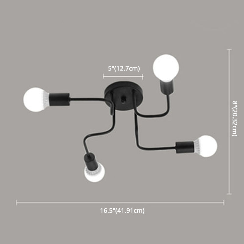 Antique Angled Tangle Semi Flush Ceiling Lights Metal Semi Flush Light Fixtures for Dining Room and Kitchen