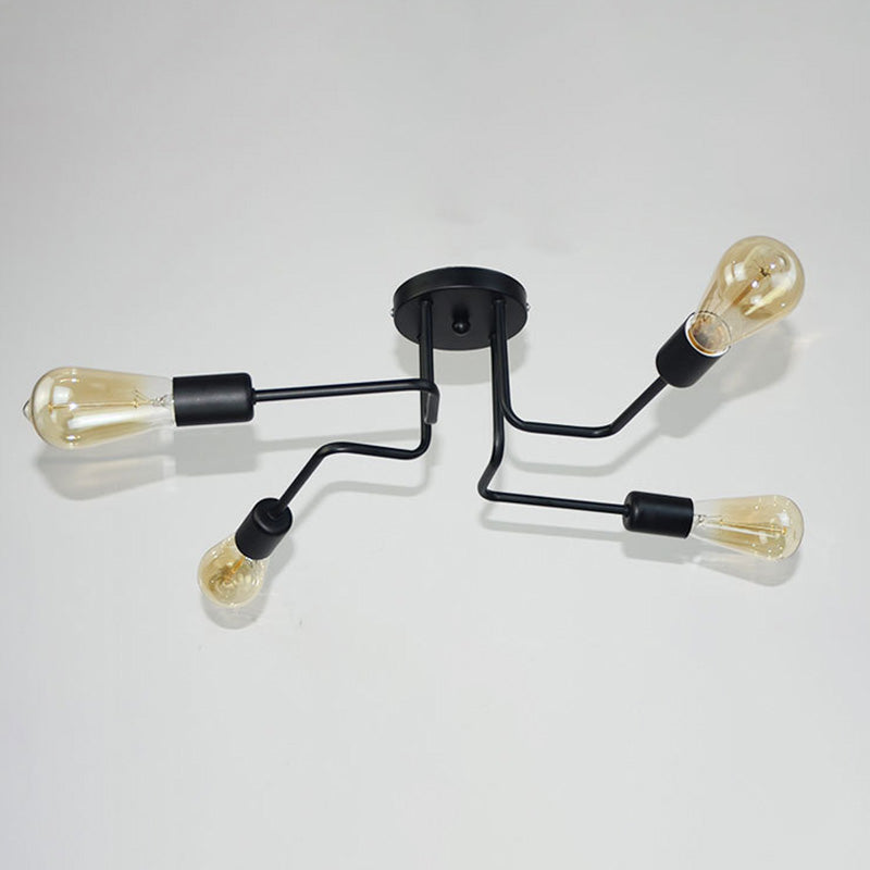 Antique Angled Tangle Semi Flush Ceiling Lights Metal Semi Flush Light Fixtures for Dining Room and Kitchen