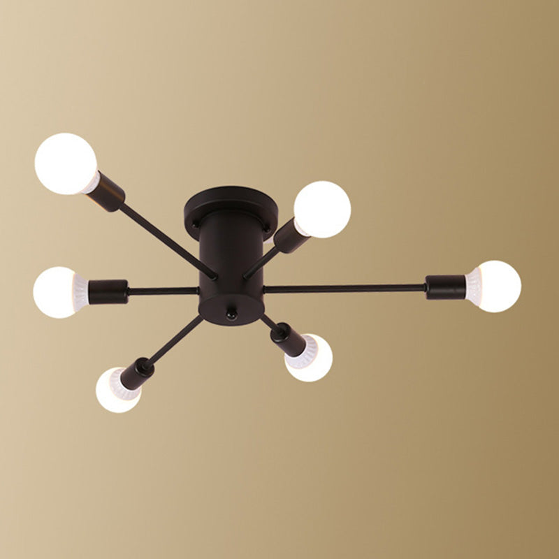 Sputnik Design Metal Semi Flush Light Fixtures Vintage Living Room Semi Flush Mount Ceiling Fixture