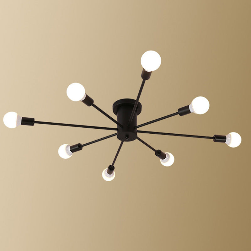 Sputnik Design Metal Semi Flush Light Fixtures Vintage Living Room Semi Flush Mount Ceiling Fixture