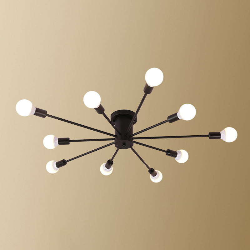 Sputnik Design Metal Semi Flush Light Fixtures Vintage Living Room Semi Flush Mount Ceiling Fixture