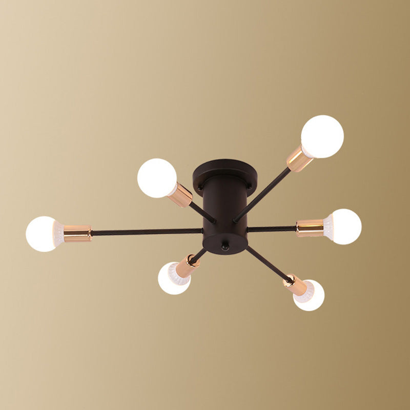 Sputnik Design Metal Semi Flush Light Fixtures Vintage Living Room Semi Flush Mount Ceiling Fixture