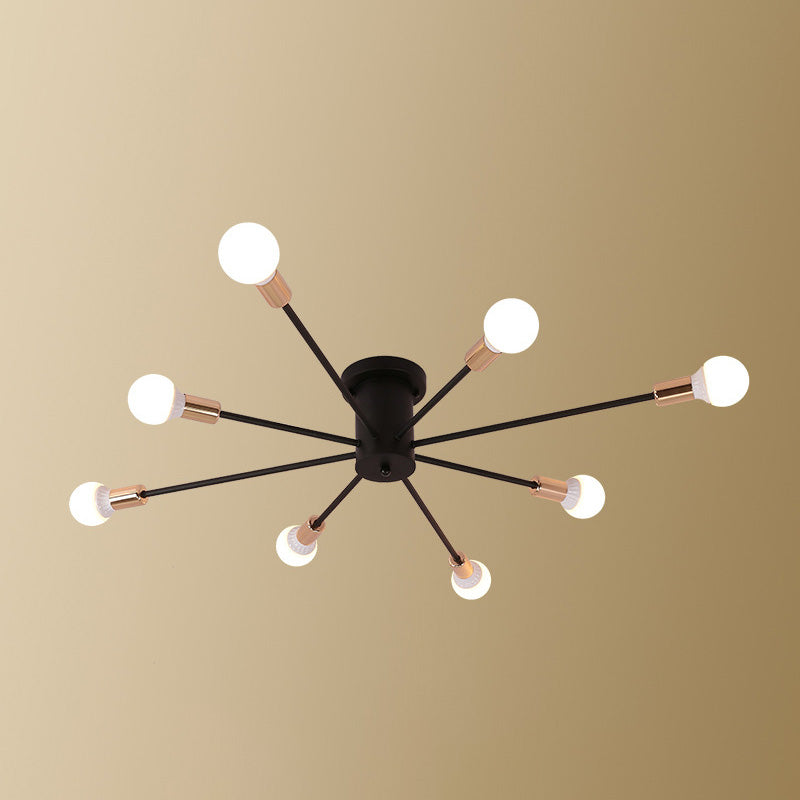 Sputnik Design Metal Semi Flush Light Fixtures Vintage Living Room Semi Flush Mount Ceiling Fixture