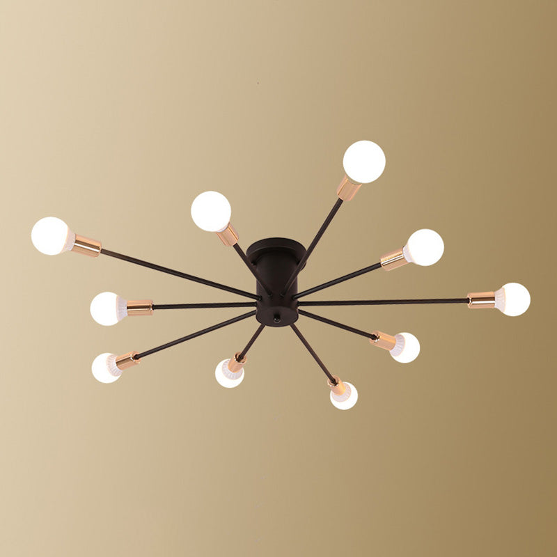 Sputnik Design Metal Semi Flush Light Fixtures Vintage Living Room Semi Flush Mount Ceiling Fixture