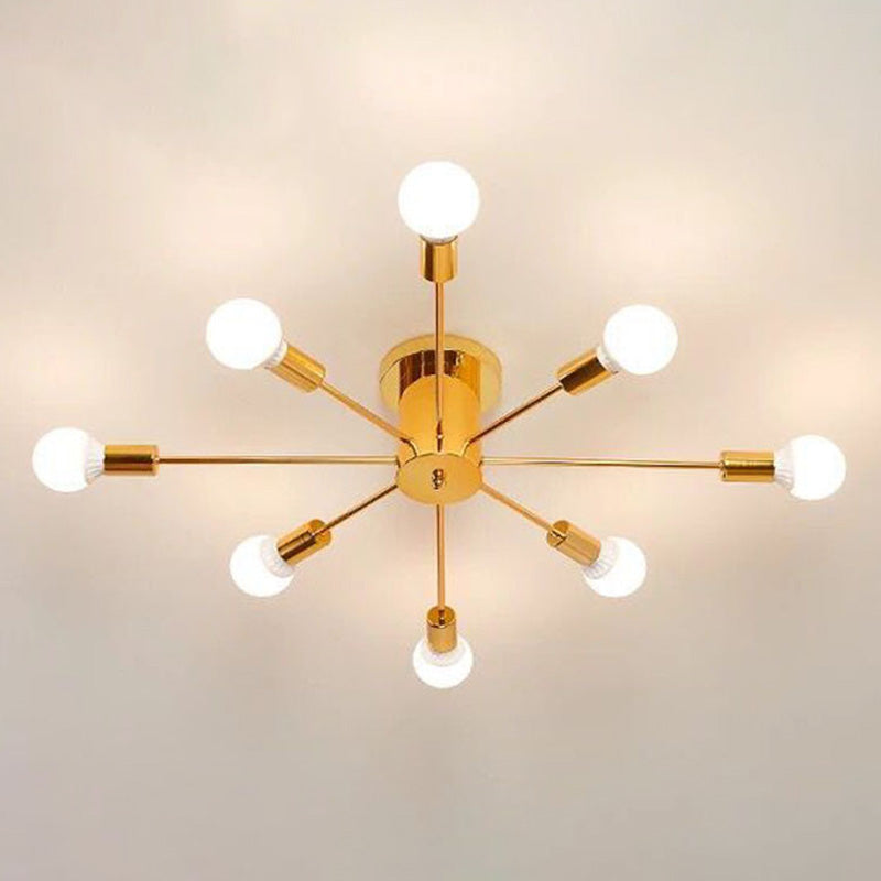 Sputnik Design Metal Semi Flush Light Fixtures Vintage Living Room Semi Flush Mount Ceiling Fixture