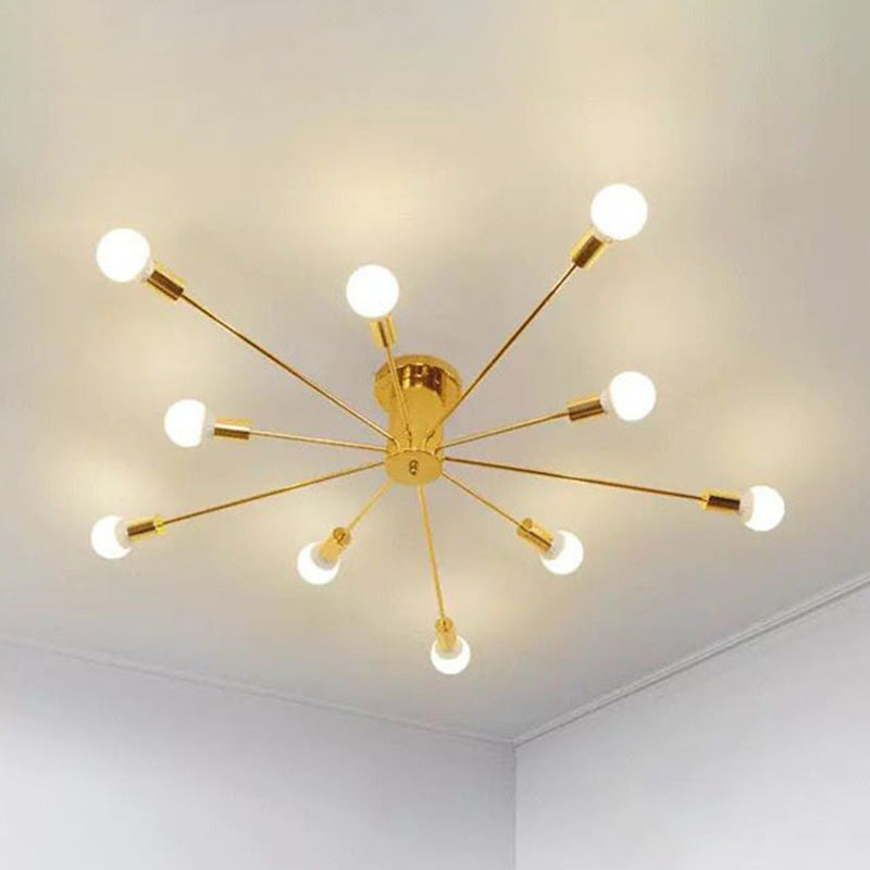 Sputnik Design Metal Semi Flush Light Fixtures Vintage Living Room Semi Flush Mount Ceiling Fixture