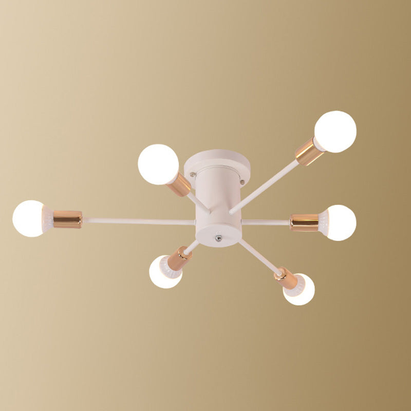 Sputnik Design Metal Semi Flush Light Fixtures Vintage Living Room Semi Flush Mount Ceiling Fixture