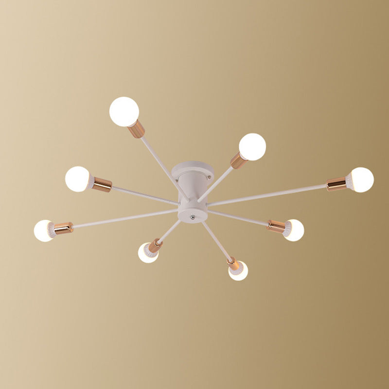 Sputnik Design Metal Semi Flush Light Fixtures Vintage Living Room Semi Flush Mount Ceiling Fixture