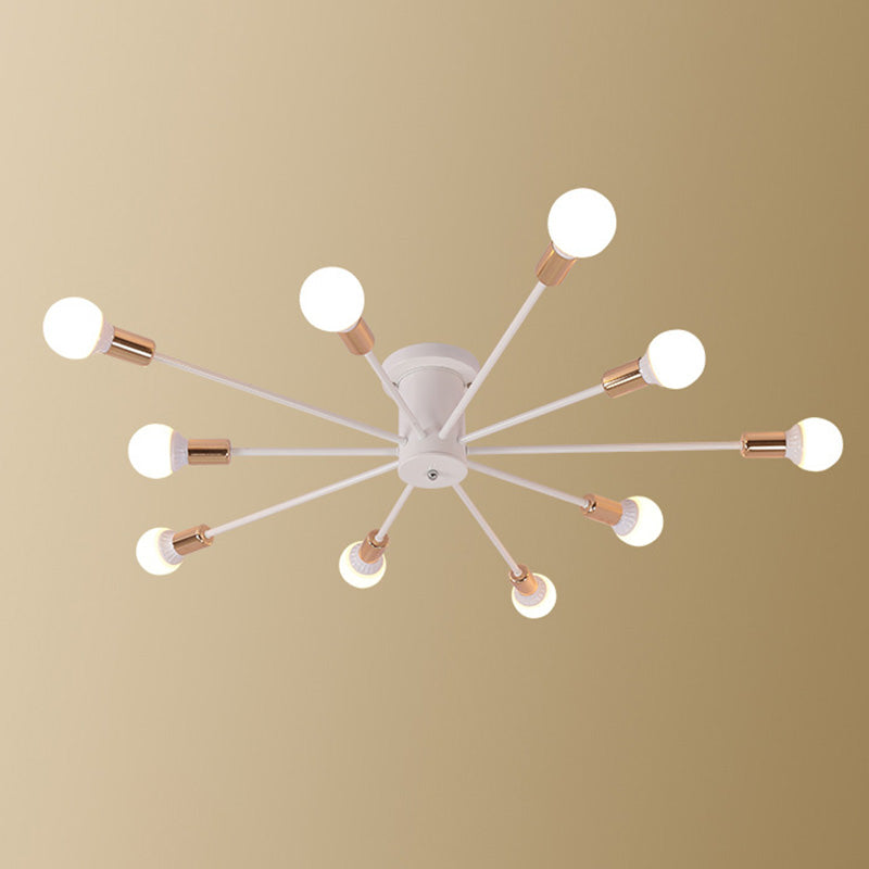 Sputnik Design Metal Semi Flush Light Fixtures Vintage Living Room Semi Flush Mount Ceiling Fixture