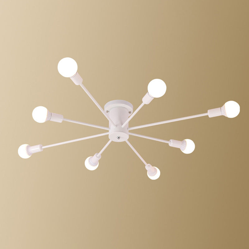 Sputnik Design Metal Semi Flush Light Fixtures Vintage Living Room Semi Flush Mount Ceiling Fixture