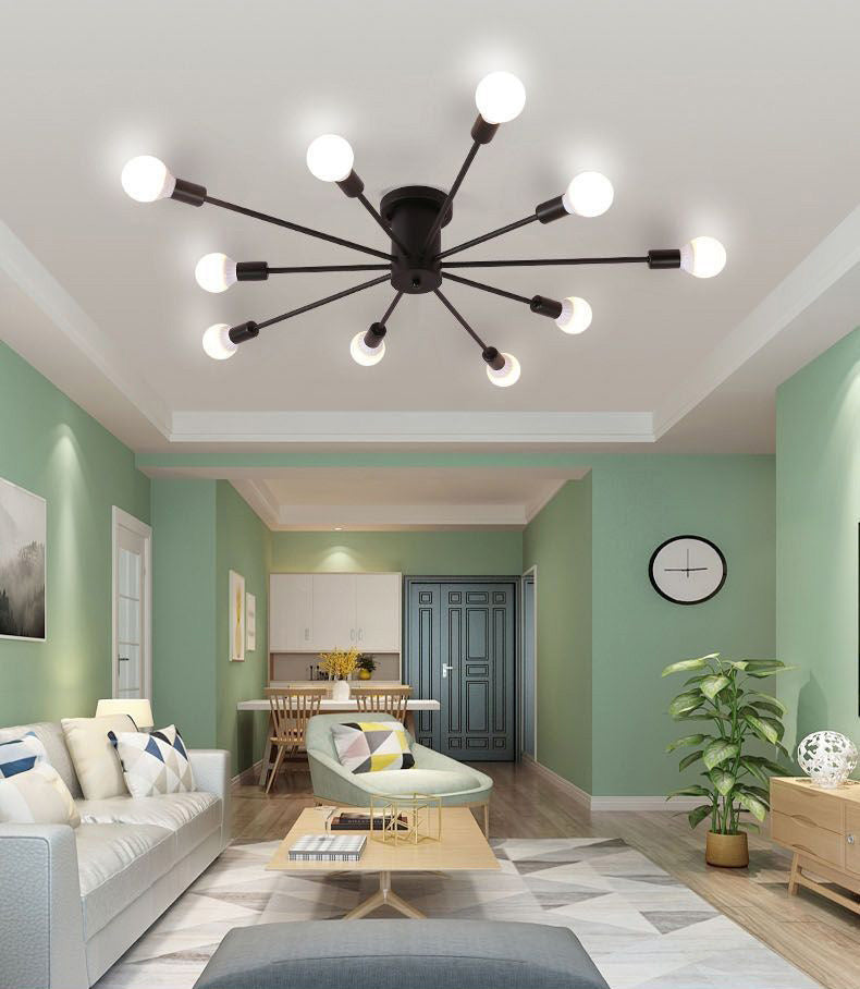 Sputnik Design Metal Semi Flush Light Fixtures Vintage Living Room Semi Flush Mount Ceiling Fixture