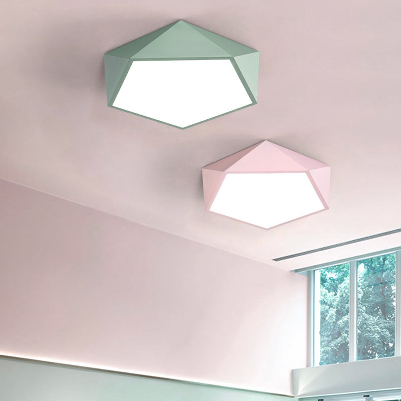 Plafonnier encastré pentagone nordique en métal LED pour chambre à coucher