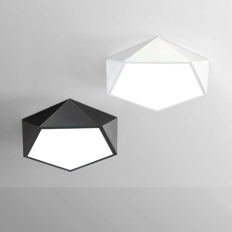 Plafonnier encastré pentagone nordique en métal LED pour chambre à coucher